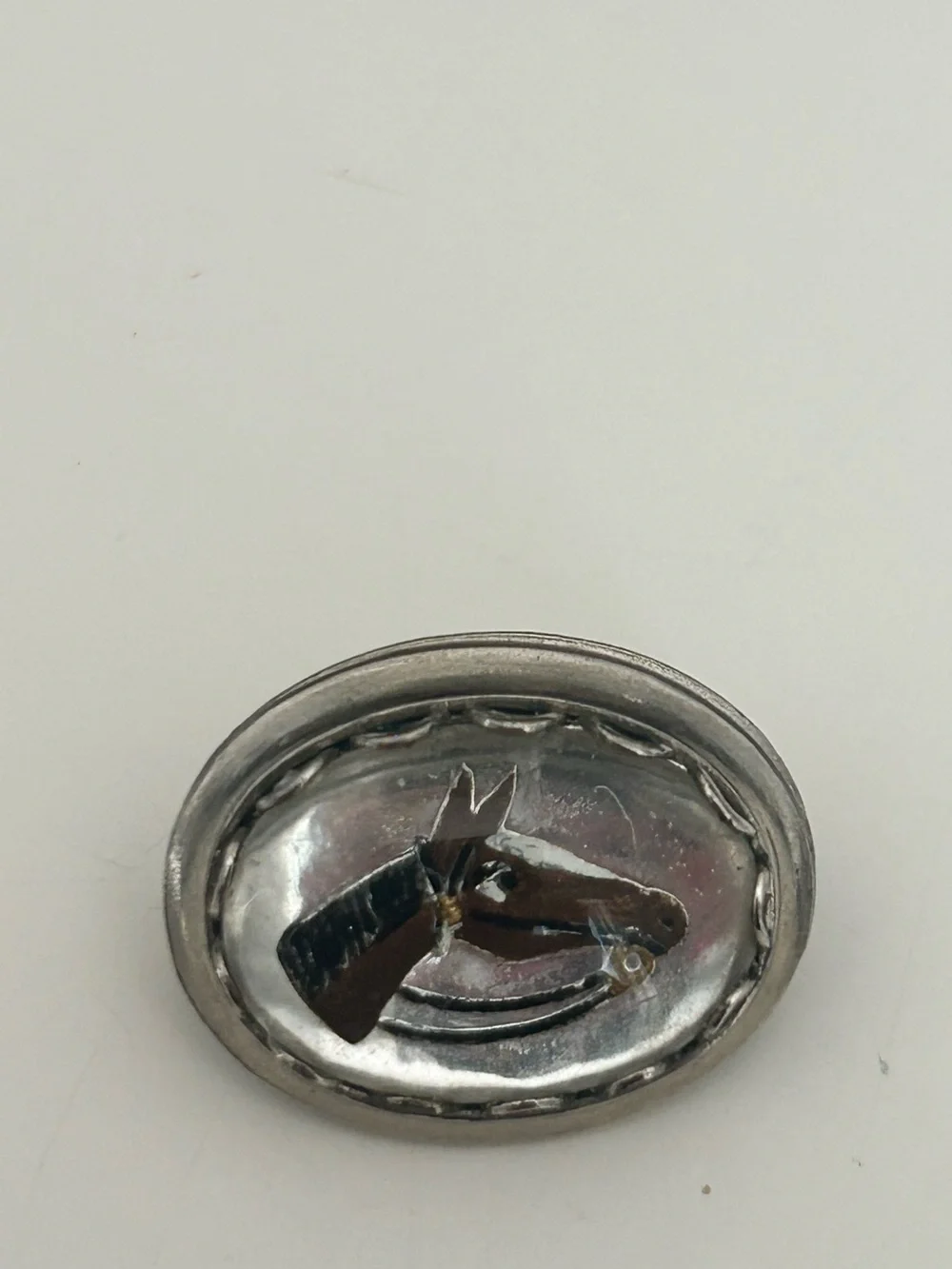 Silver-Tone Horse Head Lapel Pin Brooch